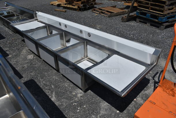 BRAND NEW SCRATCH AND DENT! Regency 600S32424224 Stainless Steel Commercial 3 Bay Sink w/ Dual Drain Boards. No Legs. Bays 24x24. Drain Boards 22.5x26 - Image 1 of 8