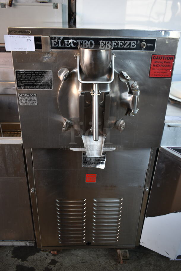 Electro Freeze FT-1 Stainless Steel Commercial Floor Style Batch Freezer on Commercial Casters. 230 Volts, 3 Phase. 