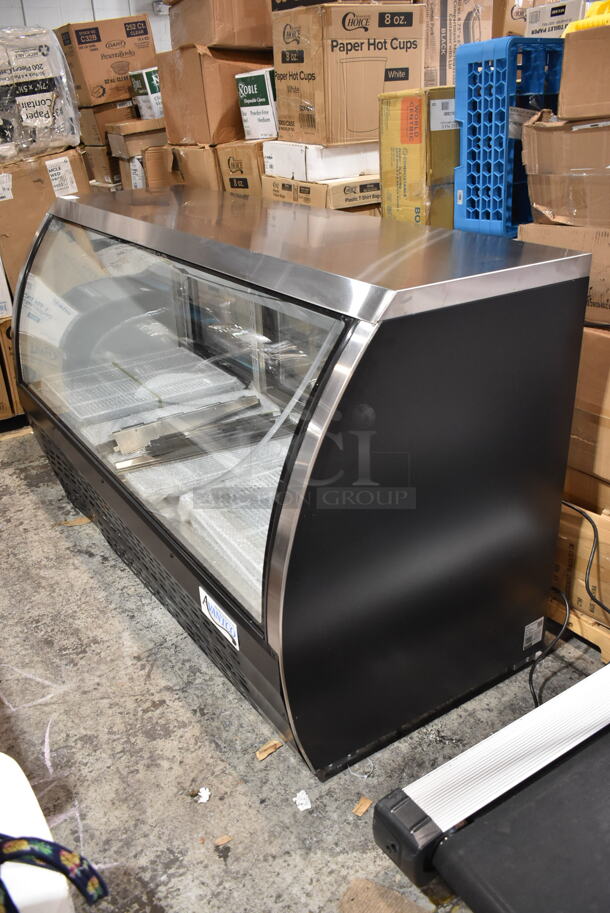 BRAND NEW SCRATCH AND DENT! 2024 Avantco 178DLC82HCB Metal Commercial 82" Black Curved Glass Refrigerated Deli Case Merchandiser. 115 Volts, 1 Phase. Tested and Working! - Image 3 of 10