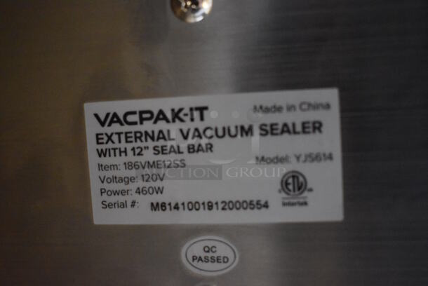 Vacpak-it 186VME12SS Stainless Steel Commercial Countertop Sealer. 120 Volts, 1 Phase. 15.5x13x6.5. Tested and Working! - Image 7 of 7
