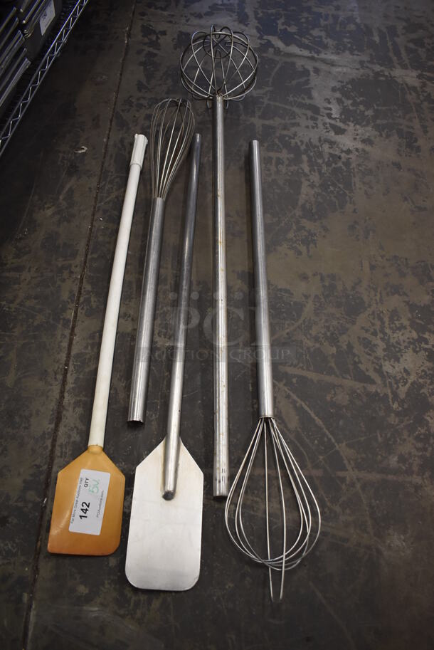 ALL ONE MONEY! Lot of 5 Various Items; 3 Whisks and 2 Paddles. Includes 5x1x42 - Image 2 of 3