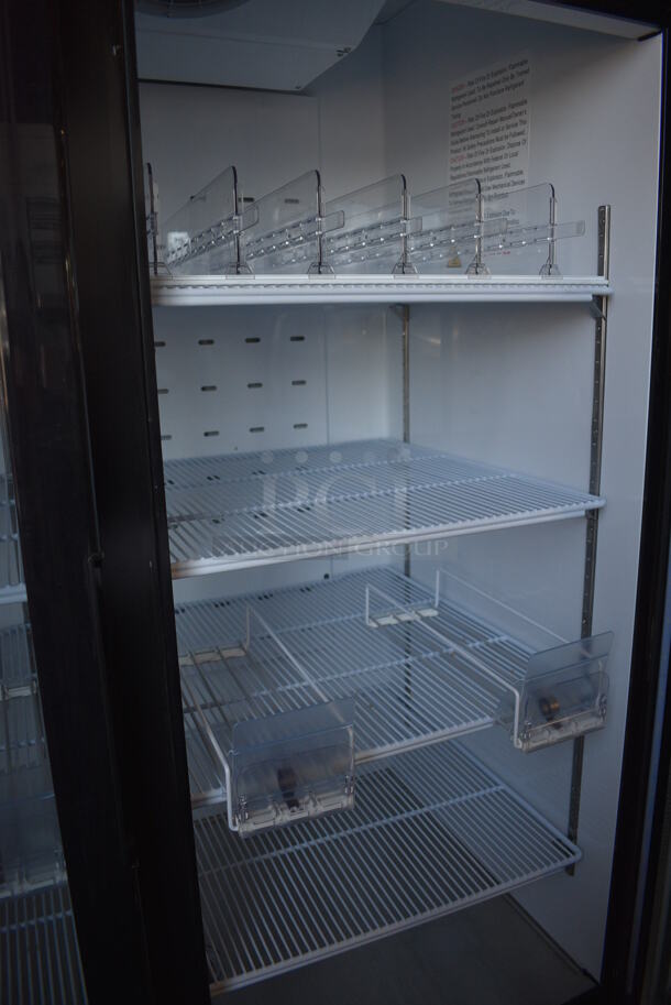2019 Alcom Model GMF48-B Metal Commercial 2 Door Reach In Freezer Merchandiser w/ Poly Coated Racks on Commercial Casters. 115 Volts, 1 Phase. 54x31x81. Tested and Powers On But Does Not Get Cold - Image 4 of 6