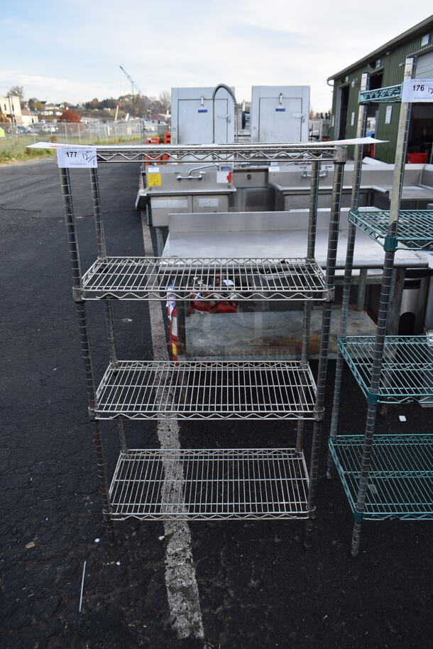 Metro Chrome Finish 4 Tier Wire Shelving Unit. BUYER MUST DISMANTLE. PCI CANNOT DISMANTLE FOR SHIPPING. PLEASE CONSIDER FREIGHT CHARGES. - Image 1 of 2