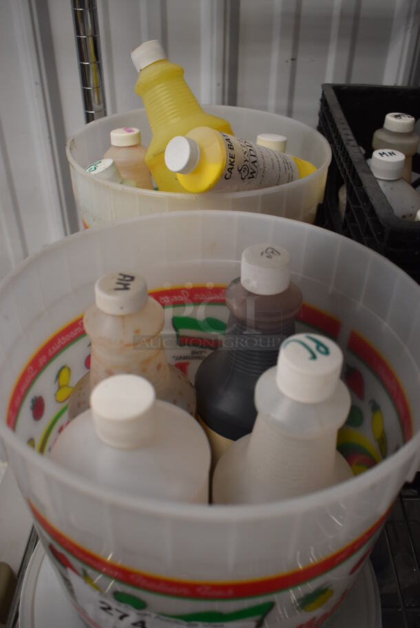 ALL ONE MONEY! Tier Lot of Various Items Including Clear Poly Bins and Syrups - Image 3 of 12