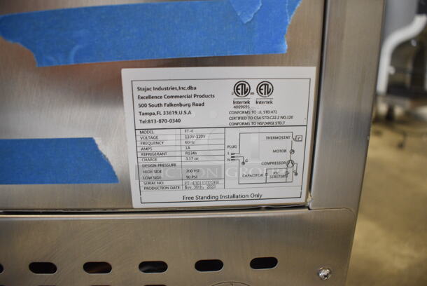 BRAND NEW SCRATCH AND DENT! Excellence 360FT4 Stainless Steel Commercial 25" Four Tub Ice Cream Storage Freezer on Commercial Casters. 110-120 Volts, 1 Phase. Tested and Working! - Image 9 of 9