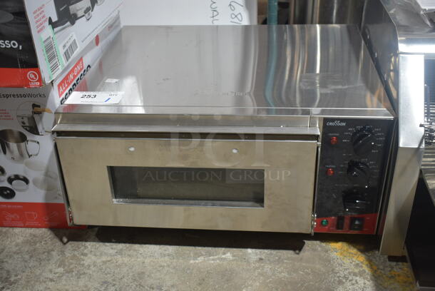 2023 Crosson CPO-160 Stainless Steel Commercial Countertop Electric Powered Pizza Oven w/ Broken Cooking Stone. 120 Volts, 1 Phase. Tested and Working!