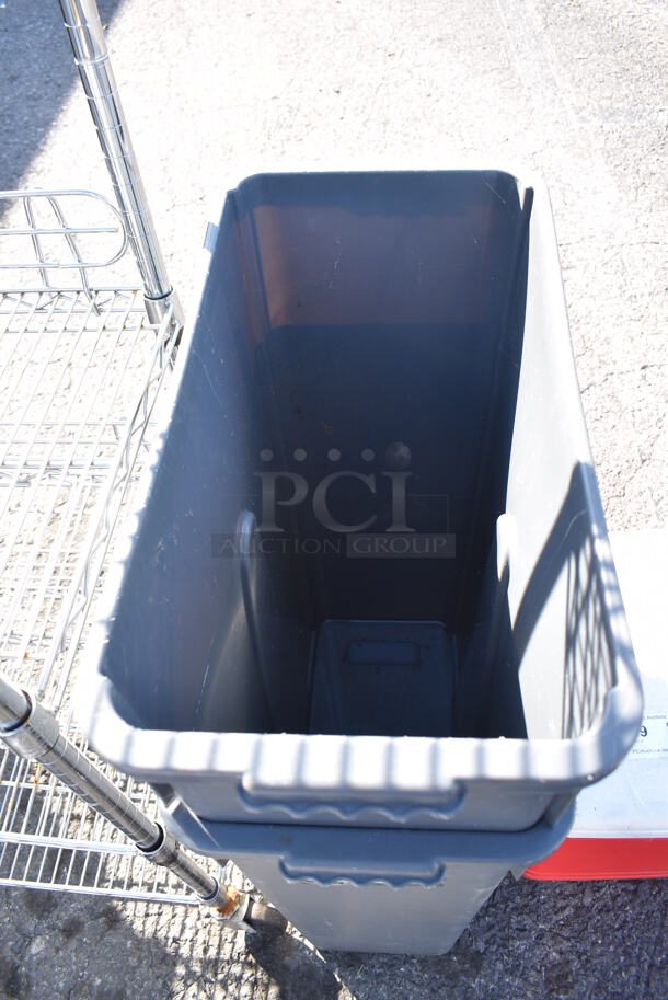 2 Gray Poly Slim Jim Trash Cans. 10x21x30. 2 Times Your Bid! - Image 5 of 7