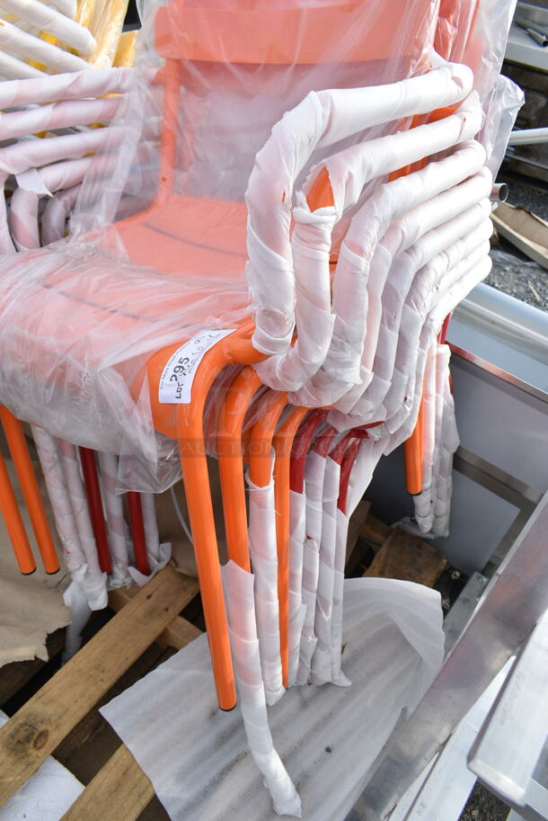 16 BRAND NEW SCRATCH AND DENT! Lancaster Table & Seating Powder Coated Aluminum Outdoor Arm Chair; 4 Red, 4 Orange, 4 Yellow, 4 Blue. 16 Times Your Bid! - Image 6 of 7