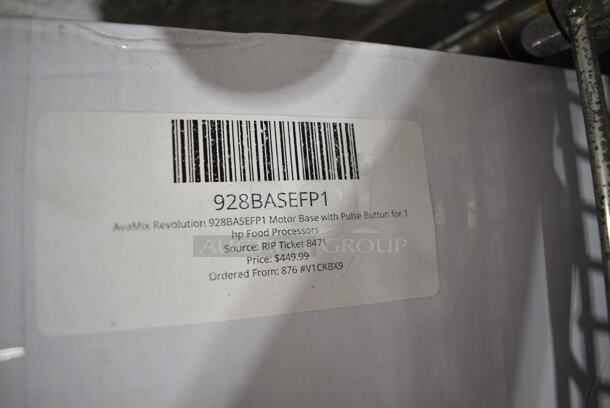 BRAND NEW SCRATCH AND DENT! AvaMix 928BASEFP1 Metal Commercial Countertop Food Processor Base.  - Image 3 of 4