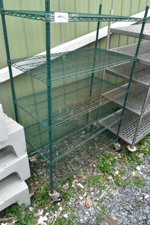 Green Finish 5 Tier Shelving Unit on Commercial Casters. BUYER MUST DISMANTLE. PCI CANNOT DISMANTLE FOR SHIPPING. PLEASE CONSIDER FREIGHT CHARGES. - Image 2 of 4
