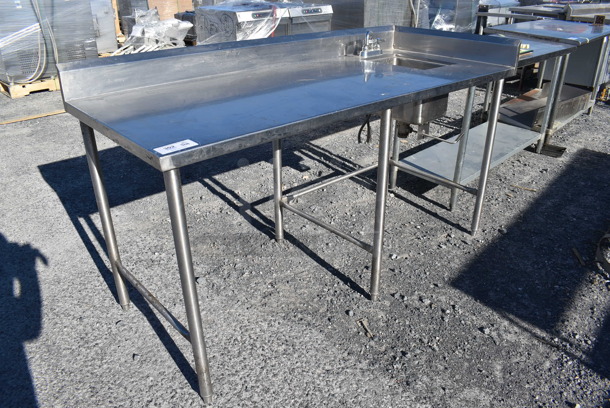 Stainless Steel Table w/ Sink Basin, Faucet and Handles. 72x30x41. Bay 10x14x10 - Image 3 of 4