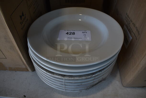 9 White Ceramic Pasta Plates. 11.25x11.25x1.5. 9 Times Your Bid!