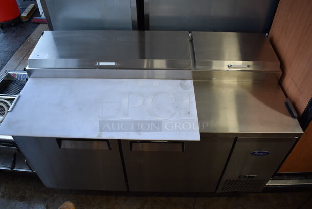 2019 Atosa MPF8202GR Stainless Steel Commercial Pizza Prep Table on Commercial Casters. 115 Volts, 1 Phase. 67x35x43. Tested and Working! - Image 9 of 9