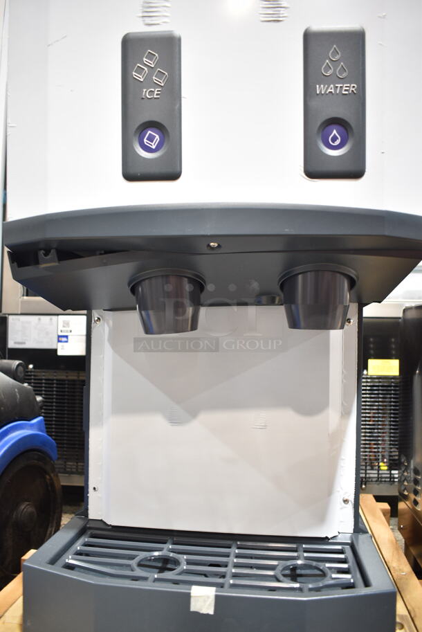 BRAND NEW SCRATCH AND DENT! 2024 Scotsman HID312AB-1A Stainless Steel Commercial Countertop Meridian Ice Machine and Water Dispenser with Push Button Dispensing - 12 lb. Bin Storage. 115 Volts, 1 Phase.  - Image 4 of 7