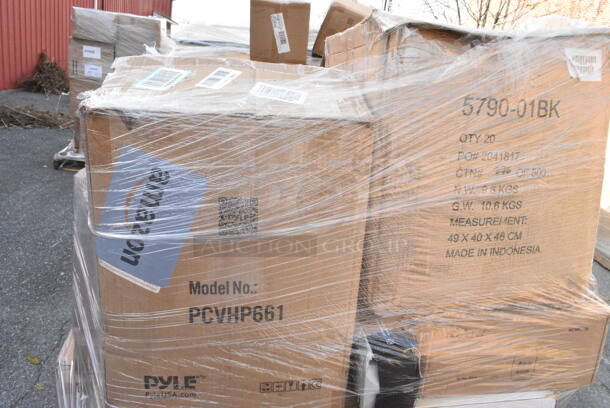 25 IN ORIGINAL BOX! Items Including SLBKSGRY SereneLife Home Mechanic Bicycle Repair Stand, STCMP65 Lanzar 3-Way Universal 80W High Powered Full Range Three-Way Car Stereo Speakers, Pyle Pontoon Boat Cover PCVHP661, Boomerang Lite Lacrosse Rebound Screen, SLGZX9 SereneLife 2/3 Wheel Golf Push Cart, Pyle Home PDA8BU 5.1-Channel Audio Receiver with Bluetooth Integrated Amplifier. 25 Times Your Bid!  - Image 6 of 12