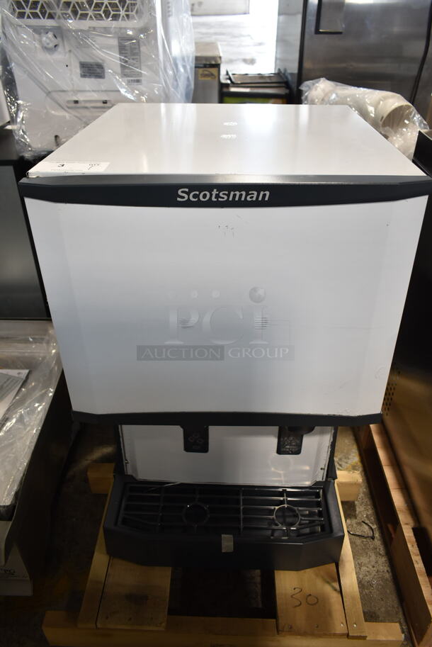 BRAND NEW SCRATCH AND DENT! 2023 Scotsman HID525A-1 Meridian Stainless Steel Commercial Countertop Ice Machine and Ice / Water Dispenser. 25 lb. Bin Storage. 115 Volts, 1 Phase. - Image 1 of 5