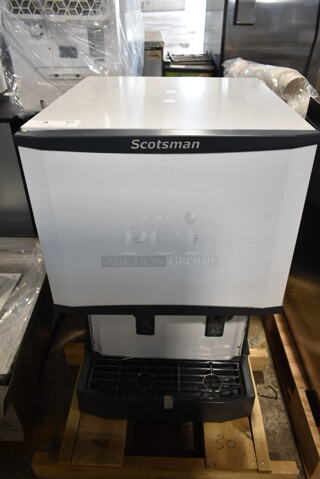 BRAND NEW SCRATCH AND DENT! 2023 Scotsman HID525A-1 Meridian Stainless Steel Commercial Countertop Ice Machine and Ice / Water Dispenser. 25 lb. Bin Storage. 115 Volts, 1 Phase.