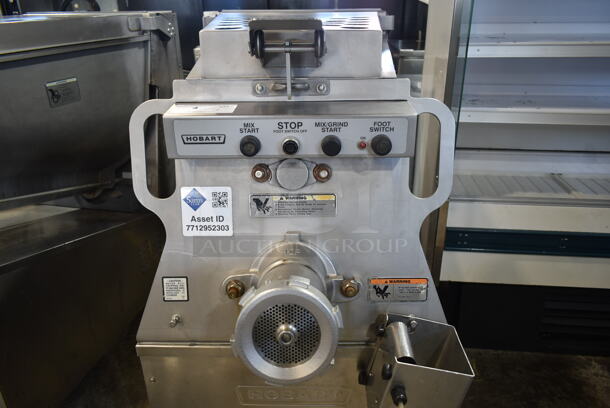 2015 Hobart MG2032 Metal Commercial Floor Style Electric Powered Meat Grinder w/ Foot Pedal on Commercial Casters. 208 Volts, 3 Phase. - Image 2 of 6