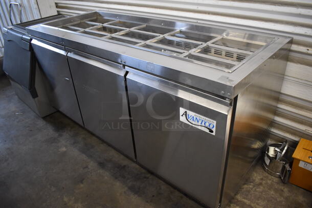 LIKE NEW! Avantco 178SSCFT72HC Stainless Steel Commercial Refrigerated Salad Bar / Cold Food Prep Table on Commercial Casters. 115 Volts, 1 Phase. Unit Was Only Used Two Times! 70.5x29.5x35. Tested and Working! - Image 2 of 8