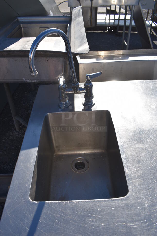 Stainless Steel Table w/ Sink Bay, Faucet, Handles and Under Shelf. 32.5x36.5x36 - Image 2 of 5