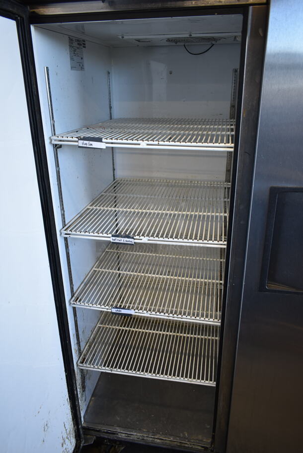 2015 True TG2R-2S ENERGY STAR Stainless Steel Commercial 2 Door Reach In Cooler w/ Poly Coated Racks on Commercial Casters. 115 Volts, 1 Phase. Tested and Working! - Image 5 of 8