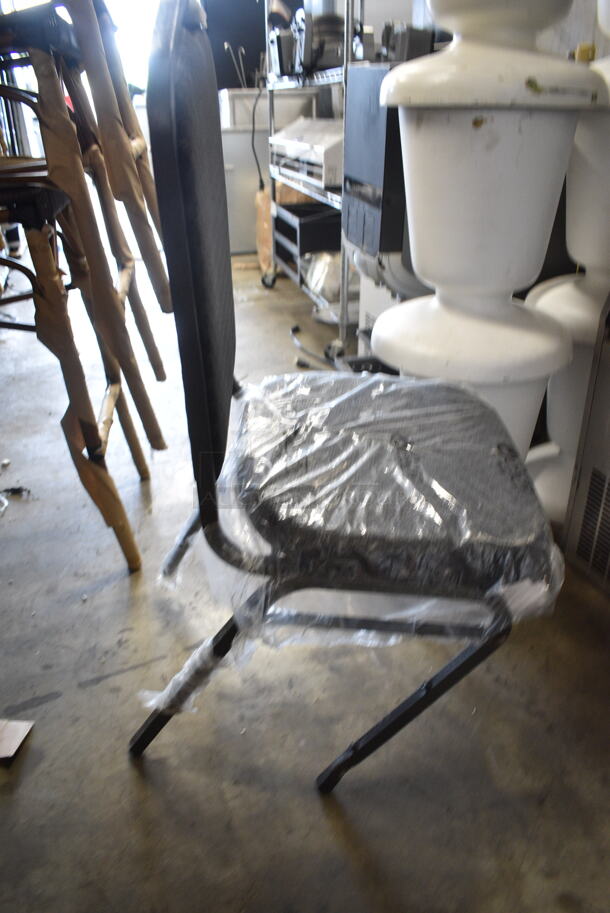 38 BRAND NEW SCRATCH AND DENT! Lancaster Table & Seating 164BNQCRBLK Black Pattern Fabric Crown Back Stackable Banquet Chair with Silver Vein Frame. 38 Times Your Bid! - Image 7 of 8