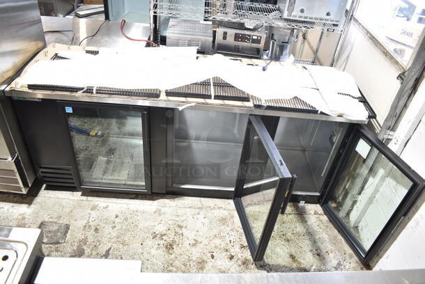 BRAND NEW SCRATCH AND DENT! 2024 True TBB-4G-HC-LD Stainless Steel Commercial 90 3/8" Black Glass Door Back Bar Refrigerator with LED Lighting. 115 Volts, 1 Phase. Tested and Working!  - Image 5 of 9