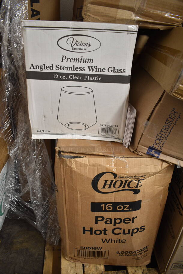 PALLET LOT of 25 BRAND NEW Boxes Including 500CFT Lavex White C-Fold Standard Weight Towel - 2400/Case, 347SLWG12A Visions 12 oz. Heavy Weight Clear Plastic Stemless Angled Wine Glass - 64/Case, Tuxton GAS-008 TuxTrendz Artisan Sagebrush 11 5/8" China Plate - 12/Case, 50016W Choice 16 oz. White Poly Paper Hot Cup - 1000/Case, 129MCR16B Choice 16 oz. Black 6 1/4" Round Microwavable Heavy Weight Container with Lid - 150/Case, 500LFLAT42 Choice Clear Plastic Flat Lid with Straw Slot 42 oz. - 500/Case, 127RD168 Choice Deli Container, Delta Faucet 27C4842 Deck Mount Lavatory Faucet with 1.5 GPM Aerator, Hooded Blade Handles, and CER-TECK Cartridges, 4790005T Stolzle Assorted Specialty 5.75 oz. Nick and Nora Glass - 6/Pack, 127RD16BULK Choice 16 oz. Customizable Microwavable Translucent Round Deli Container - 500/Case, 461002 Tork Dispenser, 128HD8COMBO ChoiceHD 8 oz. Microwavable Translucent Plastic Deli Container and Lid Combo Pack - 240/Case, 128HD8BULK ChoiceHD 8 oz. Microwavable Translucent Plastic Deli Container - 480/Case. 25 Times Your Bid!  - Image 5 of 12