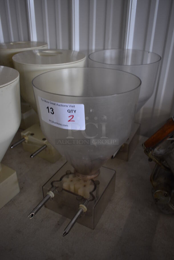 2 Poly Commercial Hoppers For Donut Pastry Filling Machine. Missing Lids. Goes GREAT w/ Lot # 9! 9x11x13.5. 2 Times Your Bid!  - Image 2 of 4