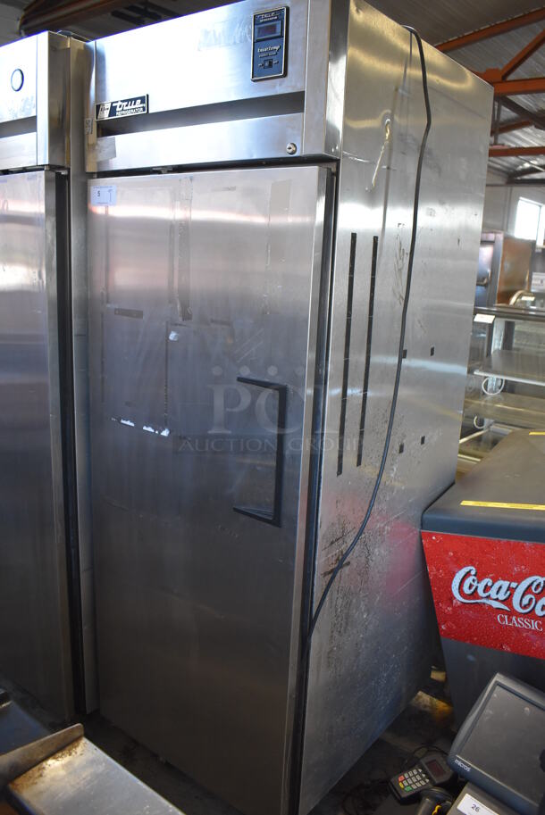 True TG1R-1S Stainless Steel Commercial Single Door Reach In Cooler w/ Poly Coated Racks on Commercial Casters. 115 Volts, 1 Phase. 29x35x83. Tested and Working! - Image 2 of 4