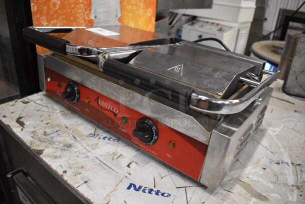 Avantco 177P85S Stainless Steel Commercial Countertop Electric Powered Double Panini Press. 120 Volts, 1 Phase. 23x15x9. Tested and Working! - Image 2 of 6