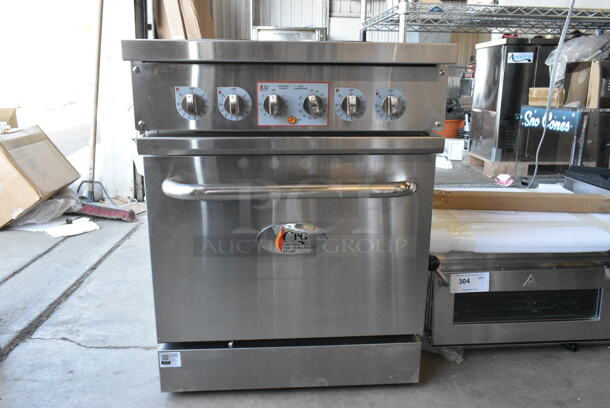 BRAND NEW SCRATCH AND DENT! Cooking Performance Group CPG 351ER24SC Stainless Steel Commercial 24" 4-Burner Electric Range with Space Saver Oven. 208 Volts, 3 Phase. - Image 3 of 10