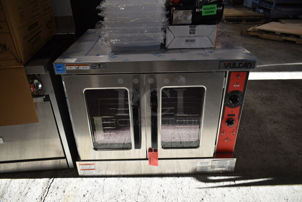 BRAND NEW SCRATCH AND DENT! Vulcan VC5ED ENERGY STAR Stainless Steel Commercial Electric Powered Full Size Convection Oven w/ View Through Doors, Metal Oven Racks and Thermostatic Controls. Does Not Come w/ Legs. 208 Volts, 3/1 Phase. - Image 2 of 6