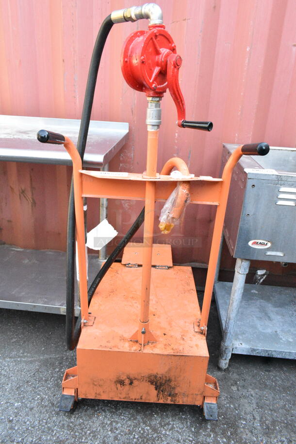 Fryclone Orange Metal Portable Oil Filter on Commercial Casters.  - Image 1 of 6