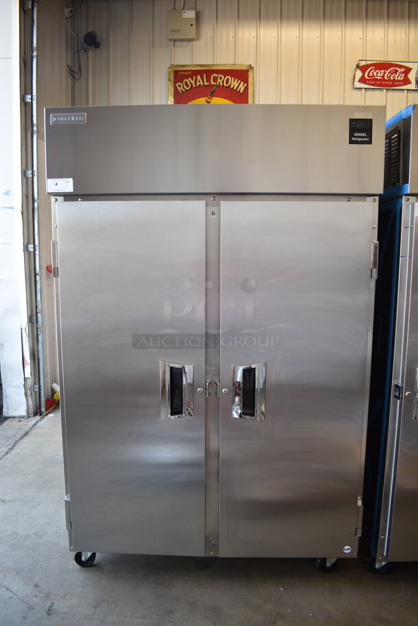 BRAND NEW SCRATCH AND DENT! 2024 Delfield 6051XL-S Stainless Steel Commercial 2 Door Reach In Cooler w/ Racks on Commercial Casters. 115 Volts, 1 Phase. Tested and Working! - Image 2 of 7