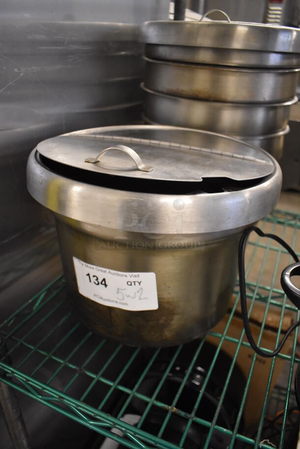 5 Stainless Steel Cylindrical Drop In Bins w/ 2 Lids. 11.5x11.5x8. 5 Times Your Bid! - Image 2 of 3