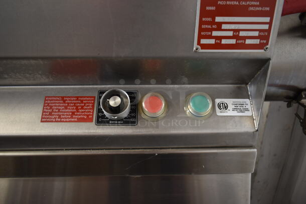 Superior HDMF62 Stainless Steel Commercial Floor Style Horizontal Tortilla Masa Extruder Feeder on Commercial Casters. 208 Volts, 3 Phase.  - Image 6 of 9