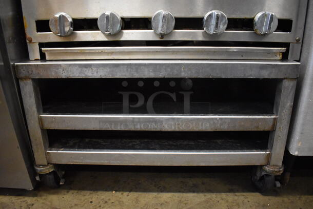 Stainless Steel Commercial Countertop Natural Gas Powered Charbroiler Grill on Stainless Steel Equipment Stand w/ 2 Under Shelves on Commercial Casters. 30x30x29 - Image 5 of 6