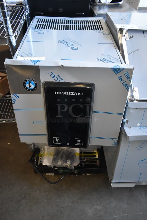 BRAND NEW SCRATCH AND DENT! 2023 Hoshizaki DCM-271BAH Stainless Steel Commercial Countertop Ice Maker and Water Dispenser - 10 lb. Storage. Front Panel Doesn't Stay On. 115 Volts, 1 Phase.  - Image 2 of 7