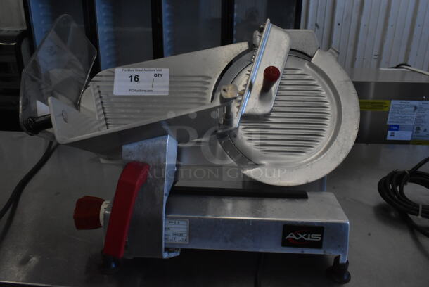 Axis AX-S10 Stainless Steel Commercial Countertop Meat Slicer w/ Blade Sharpener. 115 Volts, 1 Phase. Tested and Working!