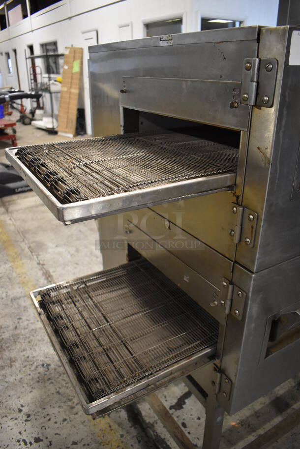 2 Lincoln Impinger 1132 Stainless Steel Commercial Electric Powered Conveyor Pizza Oven on Commercial Casters. 120/208 Volts, 3 Phase. 60x37x60. 2 Times Your Bid! - Image 3 of 9