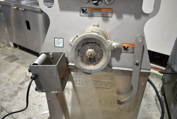2019 Hobart MG2032 Metal Commercial Floor Style Electric Powered Meat Mixer Grinder w/ Foot Pedal on Commercial Casters. 208 Volts, 3 Phase. Tested and Working! - Image 4 of 7