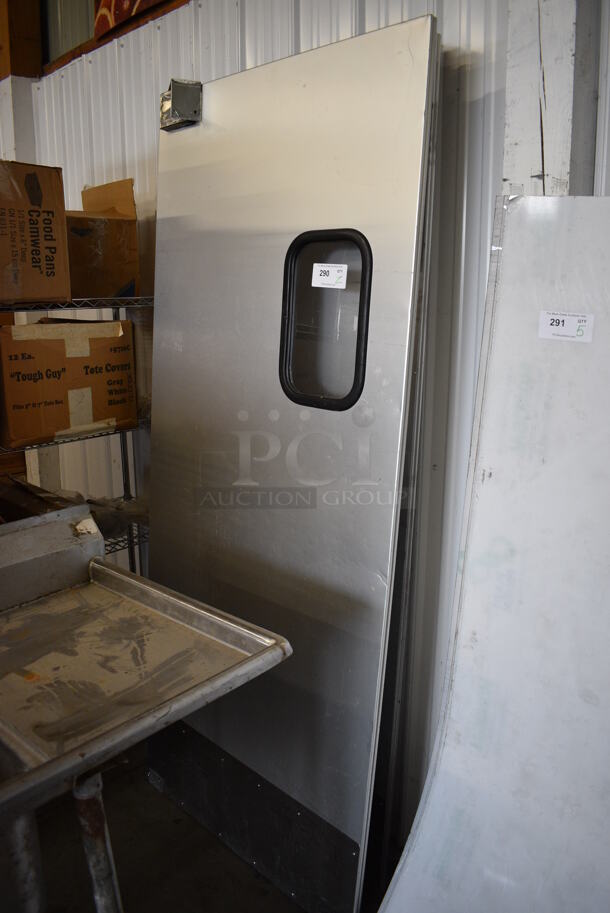 2 Metal Commercial Swinging Kitchen Doors w/ Brackets. 36x5x82. 2 Times Your Bid! - Image 1 of 6