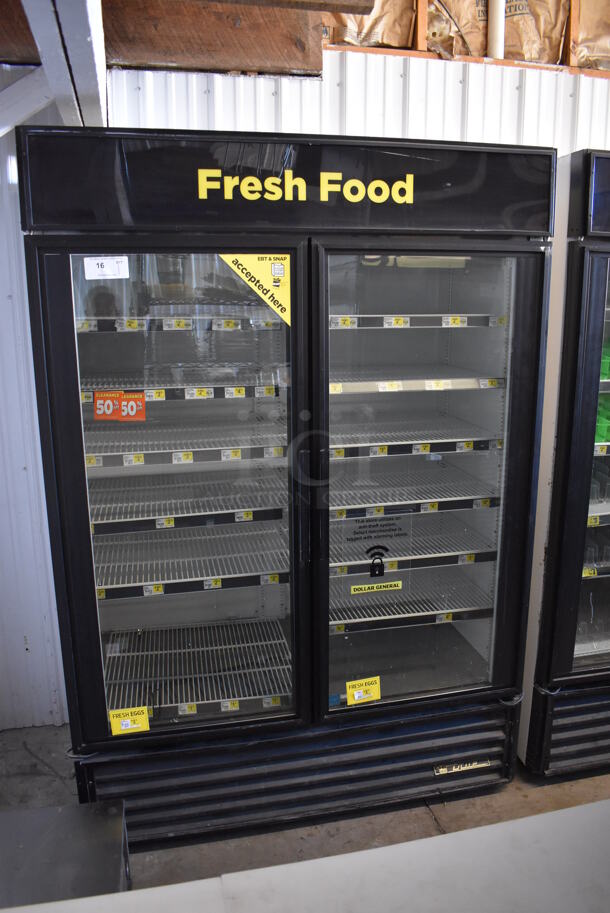 2014 True GDM-49 ENERGY STAR Metal Commercial 2 Door Reach In Cooler Merchandiser w/ Poly Coated Racks and Drink Sliders. 115 Volts, 1 Phase. 54x32x78. Tested and Working!