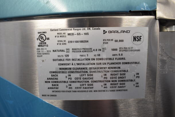2 BRAND NEW SCRATCH AND DENT! 2022 Garland MCO-GS-10S Master 200 Natural Gas Powered Full Size Convection Ovens w/ View Through Doors, Metal Oven Racks and Thermostatic Controls. 60,000 BTU. 38x38x71. 2 Times Your Bid! - Image 3 of 12