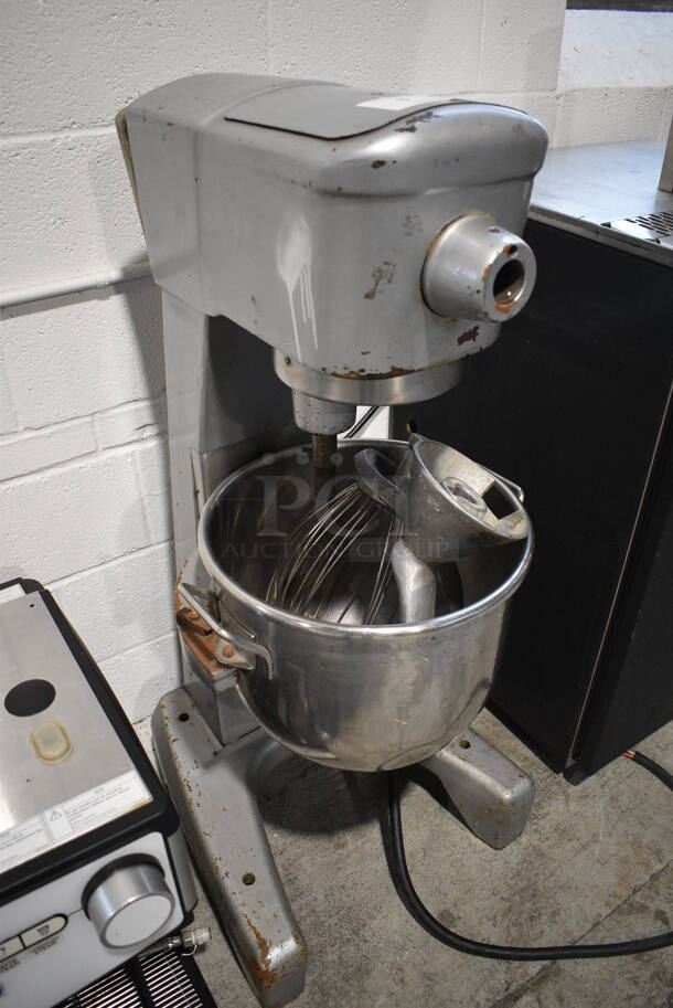 Hobart Model D-300 Metal Commercial Floor Style 30 Quart Planetary Mixer w/ Stainless Steel Mixing Bowl, Whisk and 2 Dough Hook Attachments. 208 Volts, 3 Phase. 21x27x45. Cannot Test Due To Cut Cord - Image 5 of 8