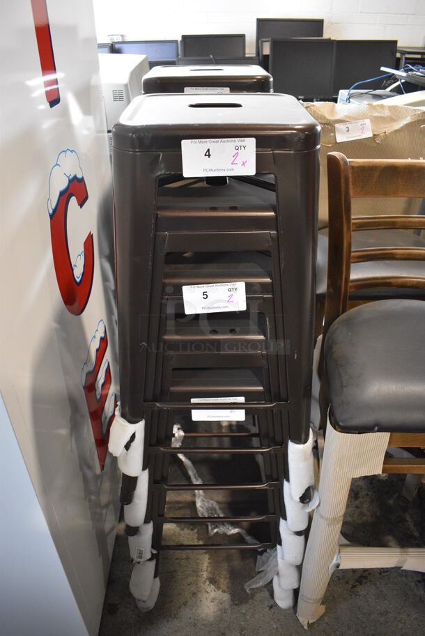 2 BRAND NEW SCRATCH AND DENT! Lancaster Table & Seating Alloy Series Copper Stackable Metal Indoor / Outdoor Industrial Tolix Style Barstool with Drain Hole Seat. 16.5x16.5x30. 2 Times Your Bid! - Image 6 of 7