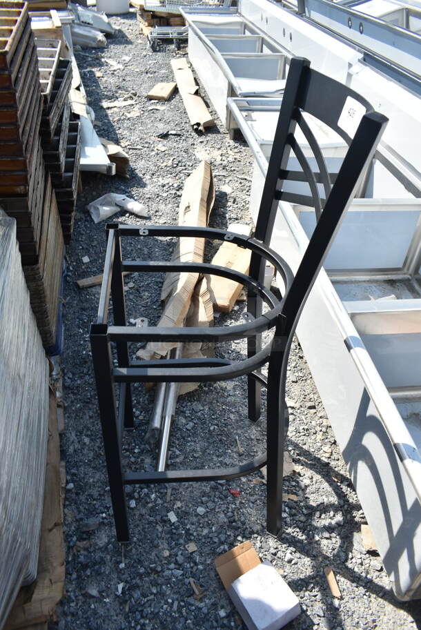 18 BRAND NEW SCRATCH AND DENT! Lancaster Table & Seating Black Metal Bar Height Cross Back Chair Frames. 18 Times Your Bid!  - Image 4 of 4