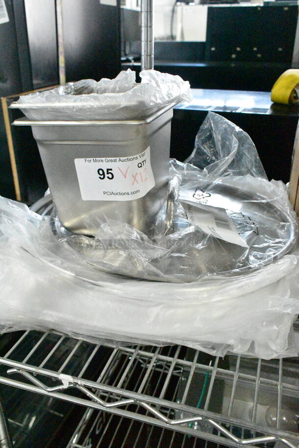 BRAND NEW SCRATCH AND DENT! Lot of 12 Various Items Including Stainless Steel 1/6 Size Drop In Bins, 9223912C Vollrath / Lincoln 3912C Optio 13 3/16" Cover, Round Baking Pans. - Image 2 of 5