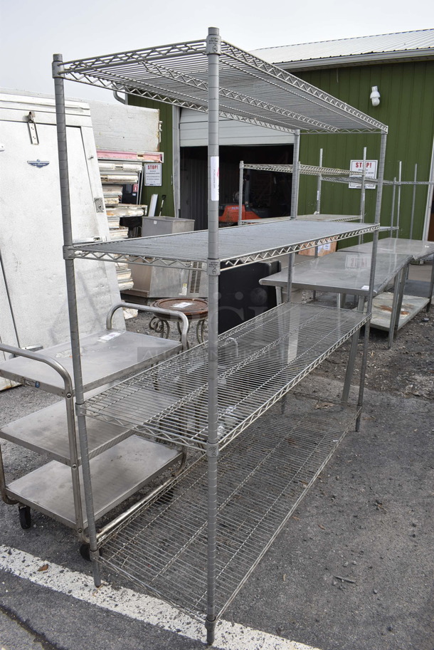 Gray Finish 4 Tier Wire Shelving Unit. BUYER MUST DISMANTLE. PCI CANNOT DISMANTLE FOR SHIPPING. PLEASE CONSIDER FREIGHT CHARGES. 72x21x70.5 - Image 4 of 4